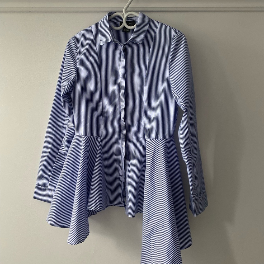 Gracia Navy and White Striped Blouse
